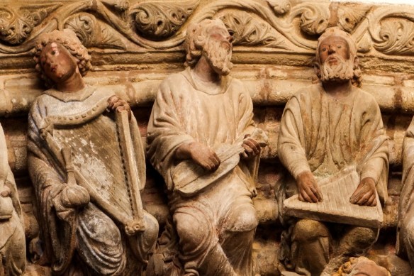 Musicians in the Pôrtico de la Gloria (12th century), cathedral of Santiago de Compostela