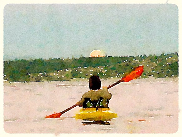 A perfect summer moment: Blue moon rises on the last day of July 2015.